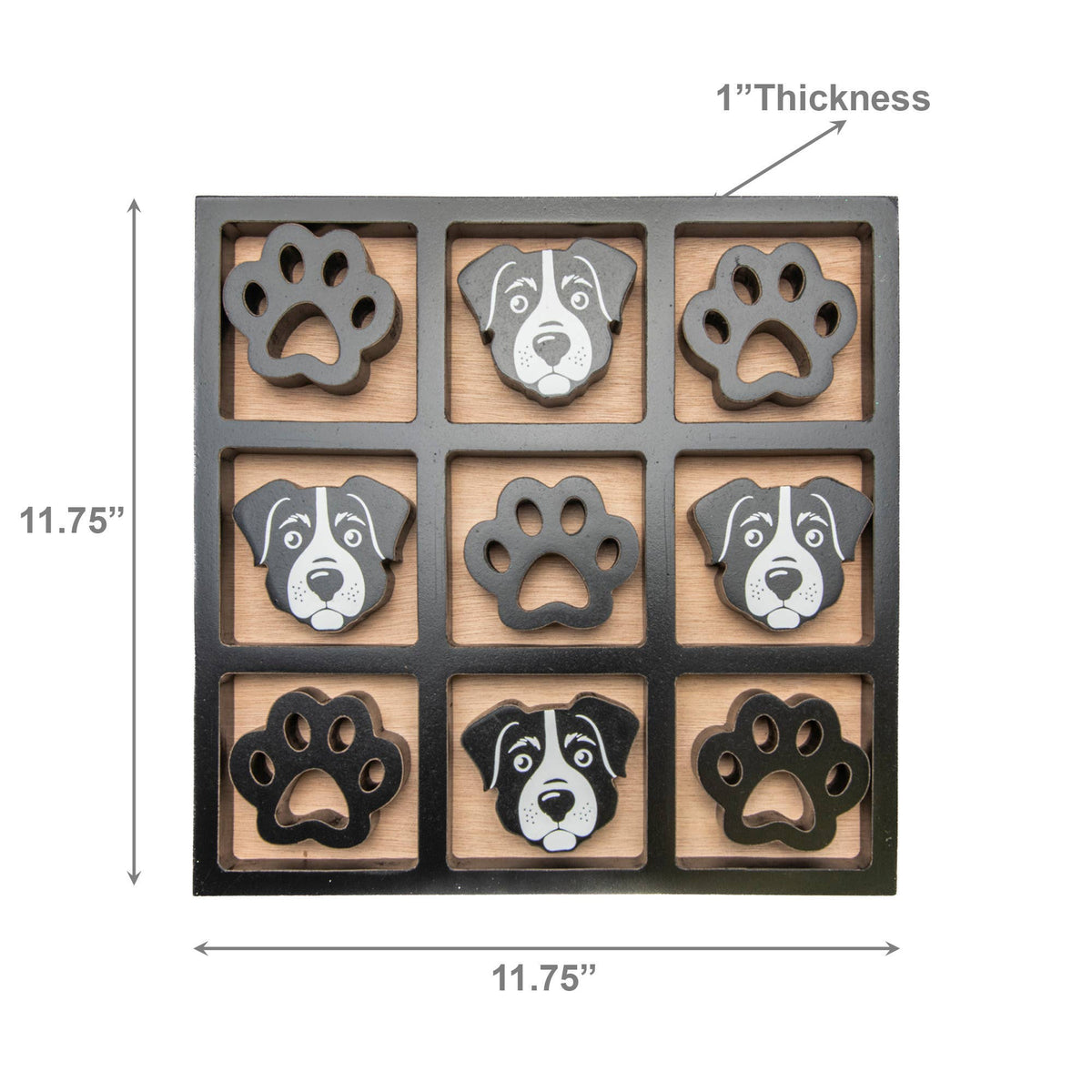 TIC-TAC-TOE GAMEBOARD - WOOD, DOG/PAW