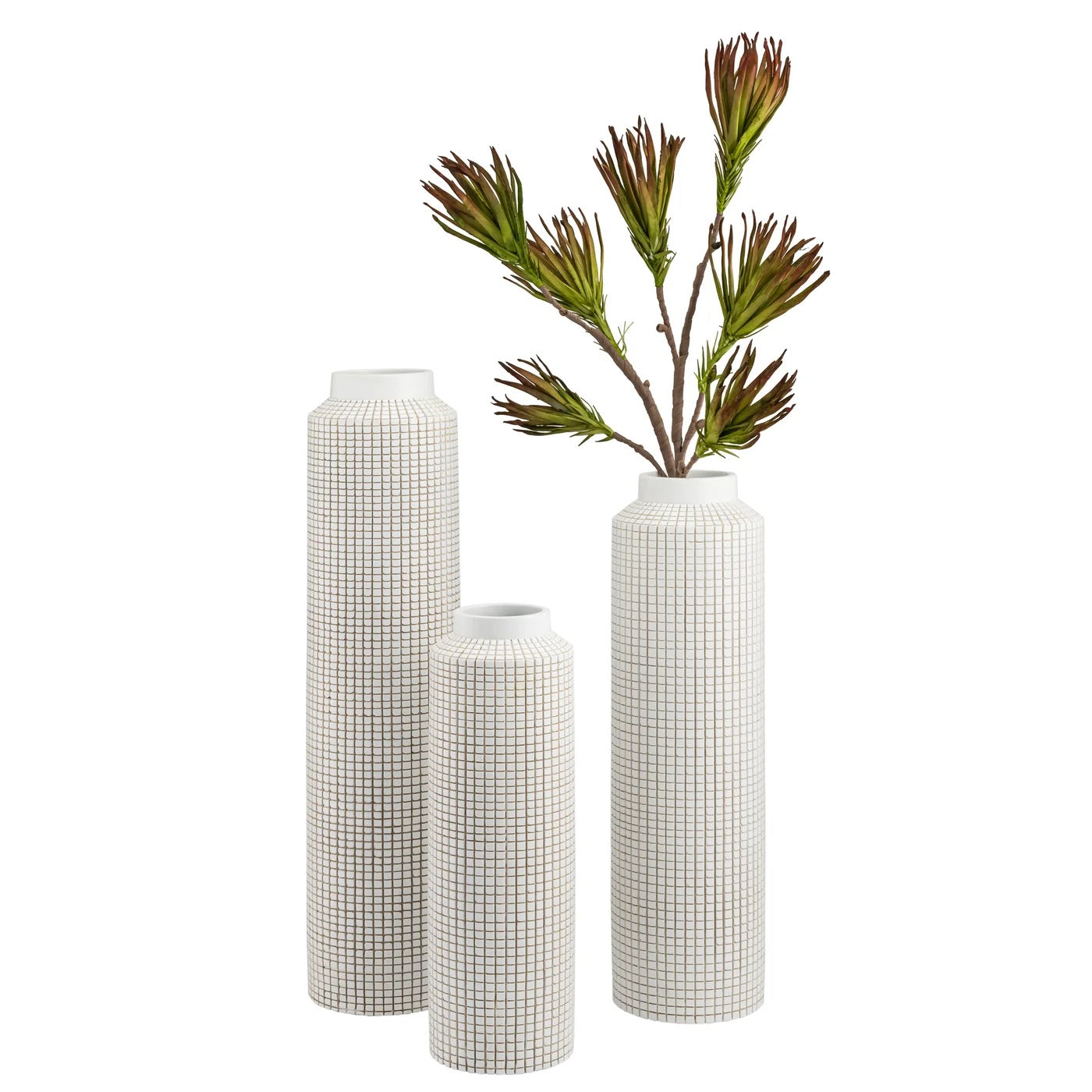 FLOOR VASE, GRID - CARVED RESIN