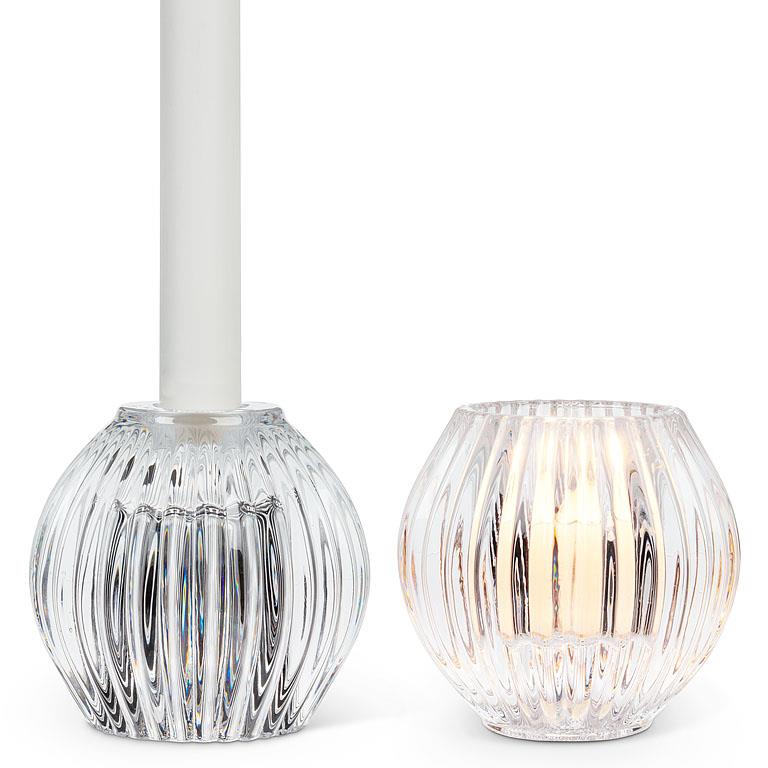 CANDLE HOLDER, REVERSIBLE (TAPER/TEALIGHT) - CLEAR