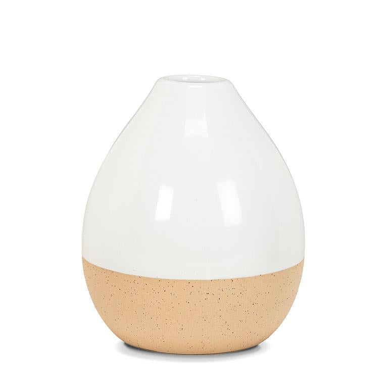 VASE, OVAL - WHITE/NATURAL