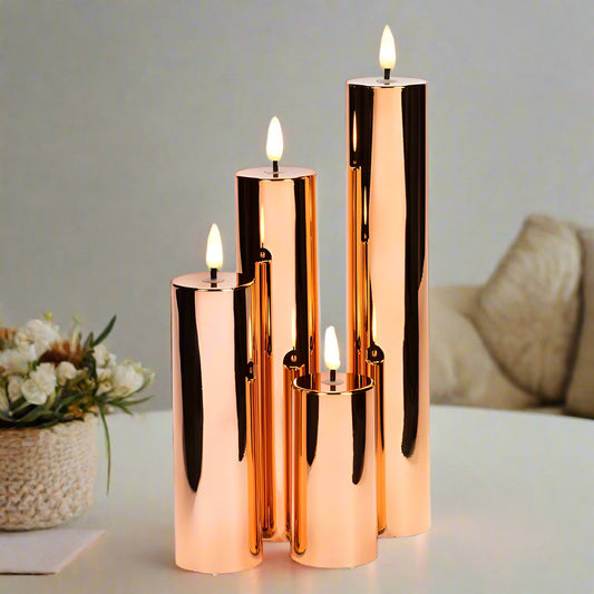 LED METALLIC CANDLES - ROSE GOLD