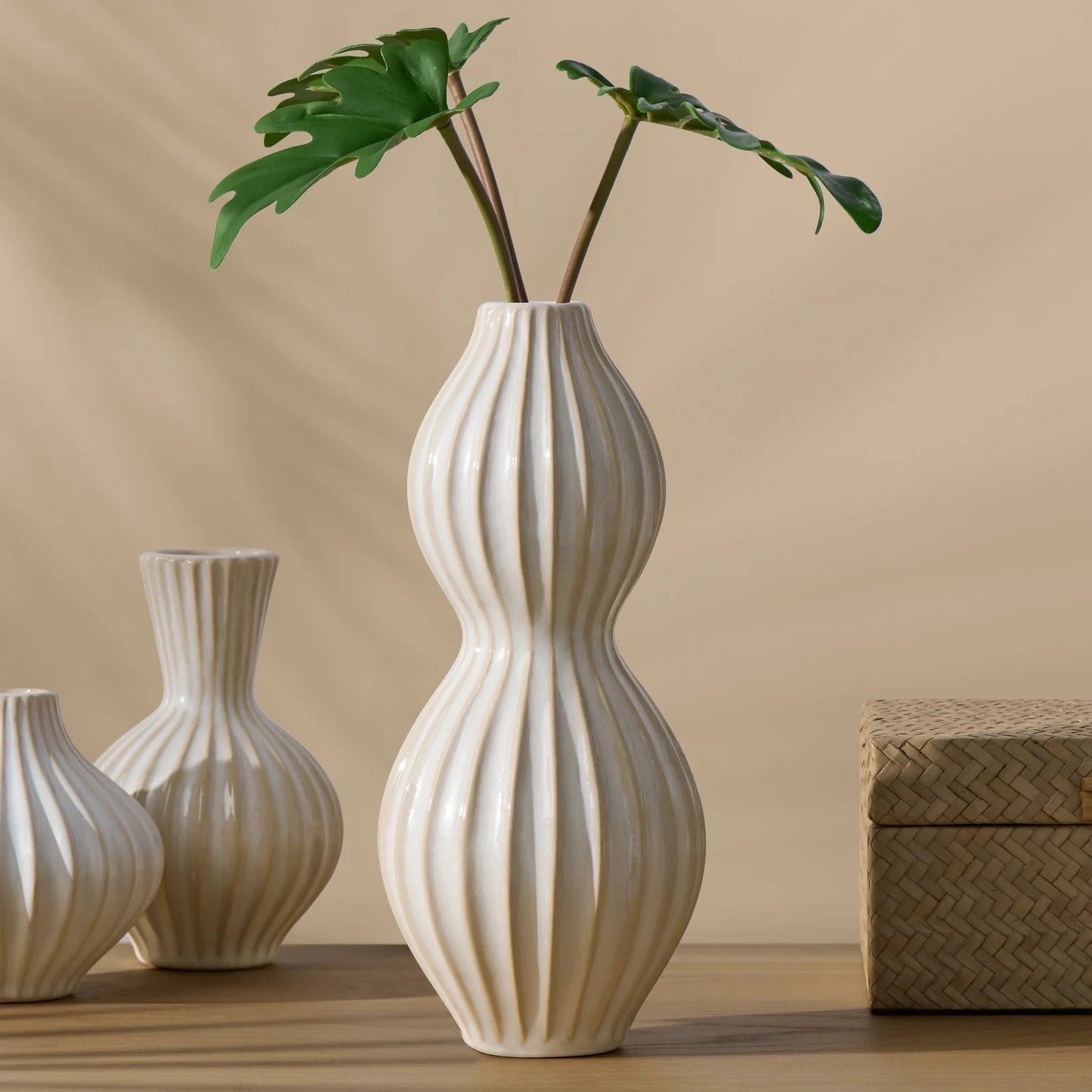VASE, DOUBLE GOURD - WHITE
