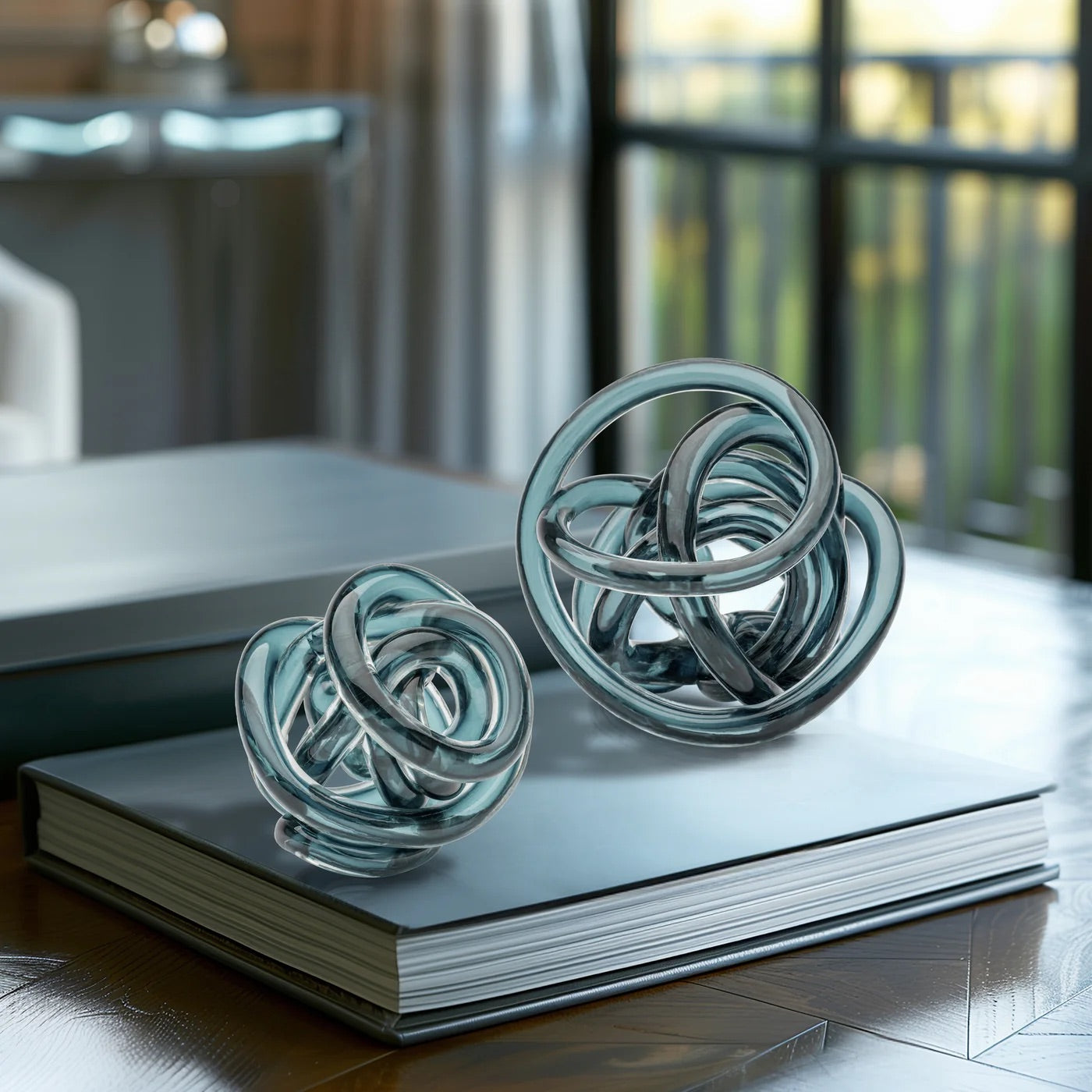 KNOT, ORBIT GLASS - SLATE BLUE