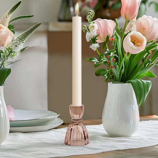 CANDLE HOLDER - FACETED GLASS