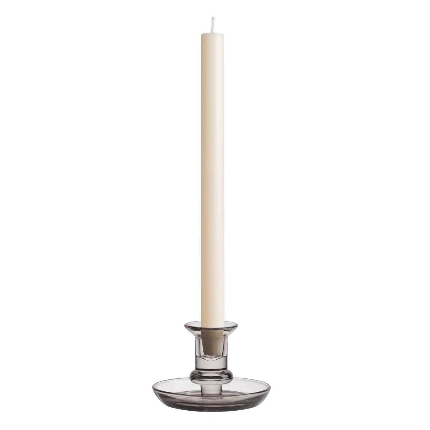 CANDLE HOLDER WITH SAUCER - SMOKE
