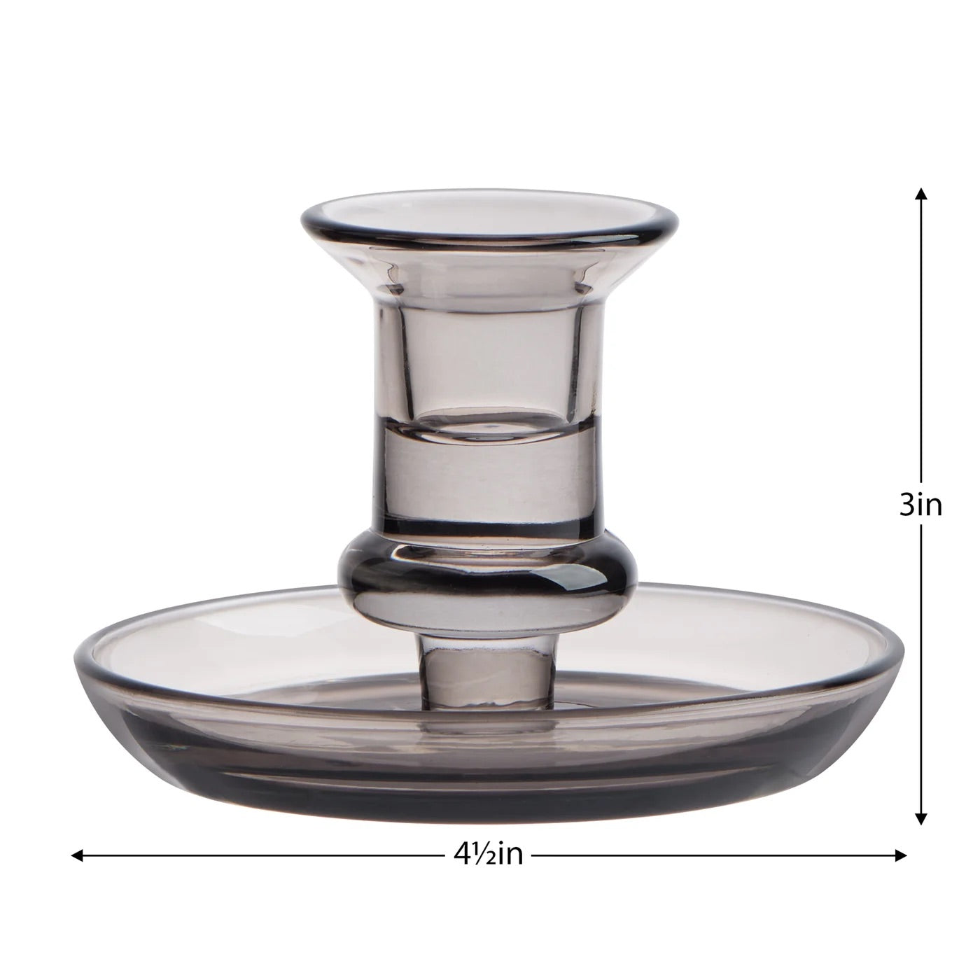 CANDLE HOLDER WITH SAUCER - SMOKE