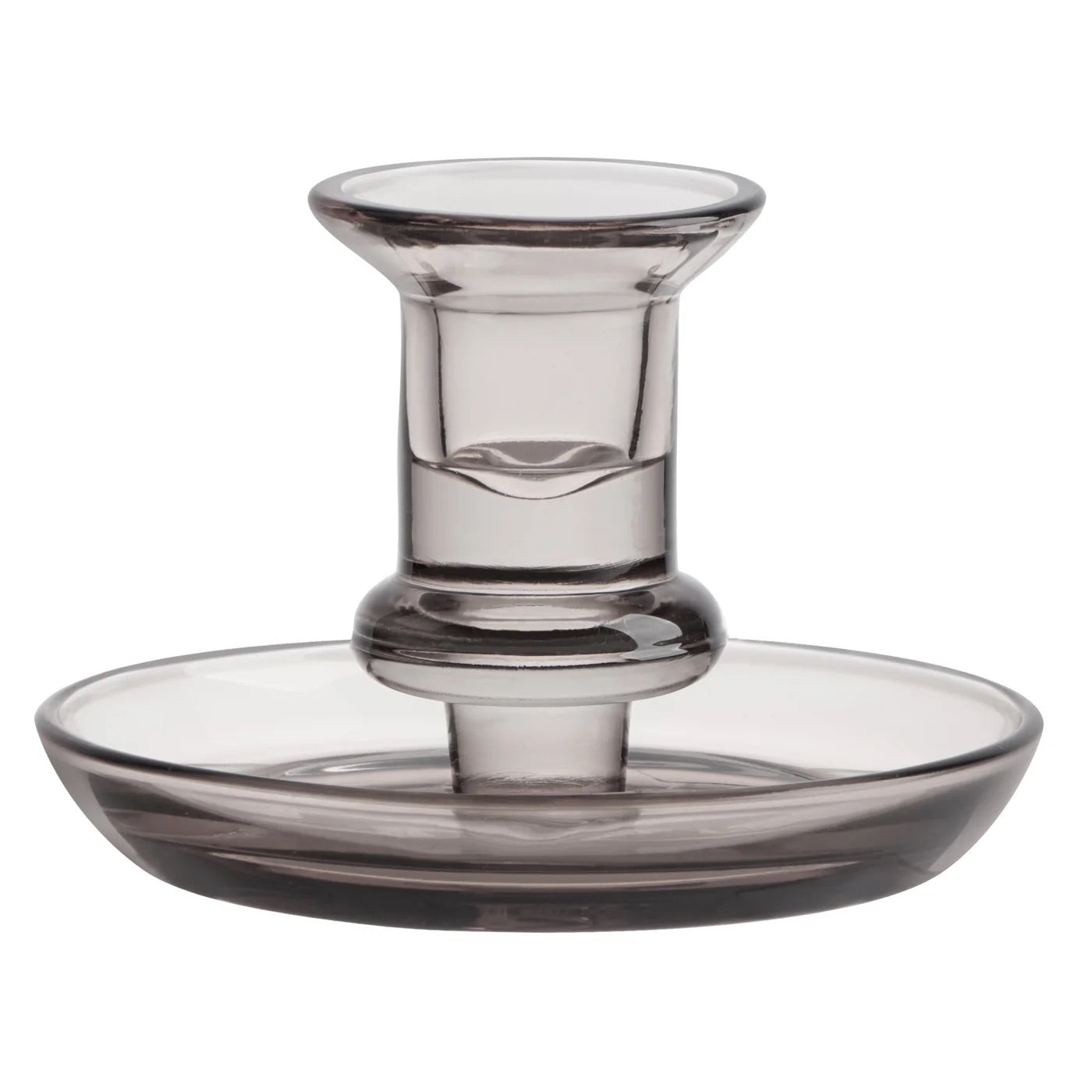 CANDLE HOLDER WITH SAUCER - SMOKE