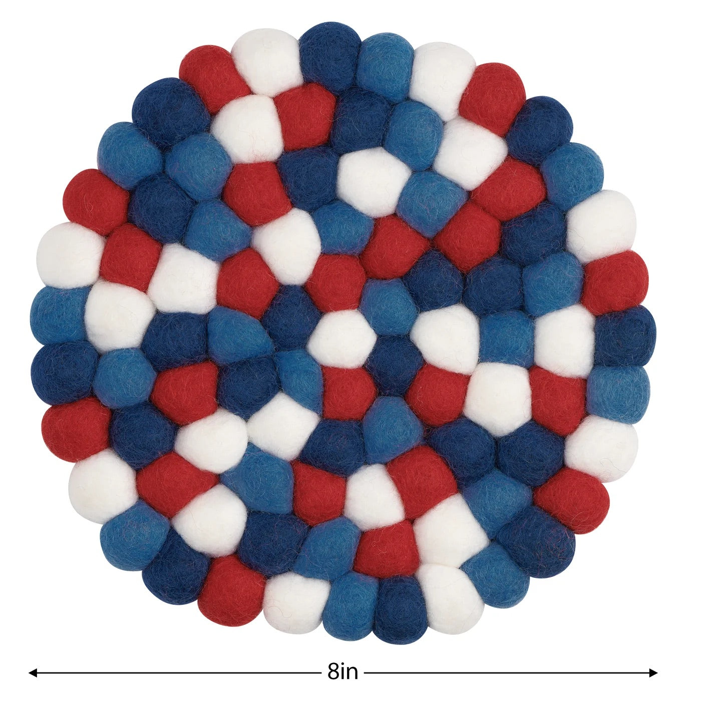 TRIVET, BALL FELT/ROUND - RED/WHITE/BLUE