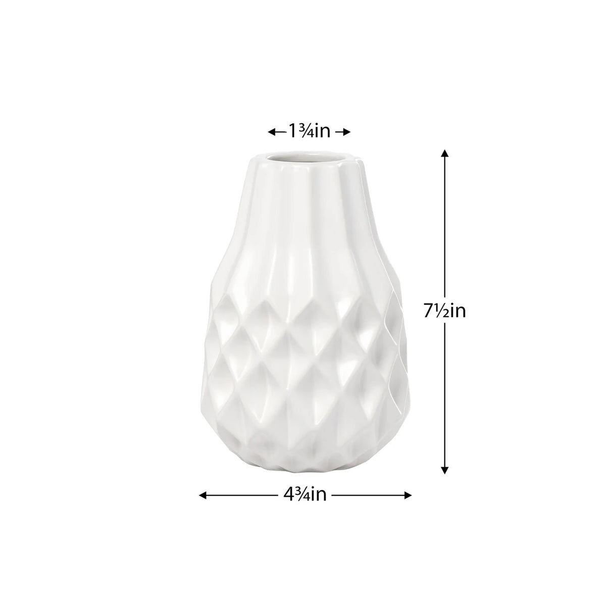 VASE, CERAMIC - BULB, WHITE