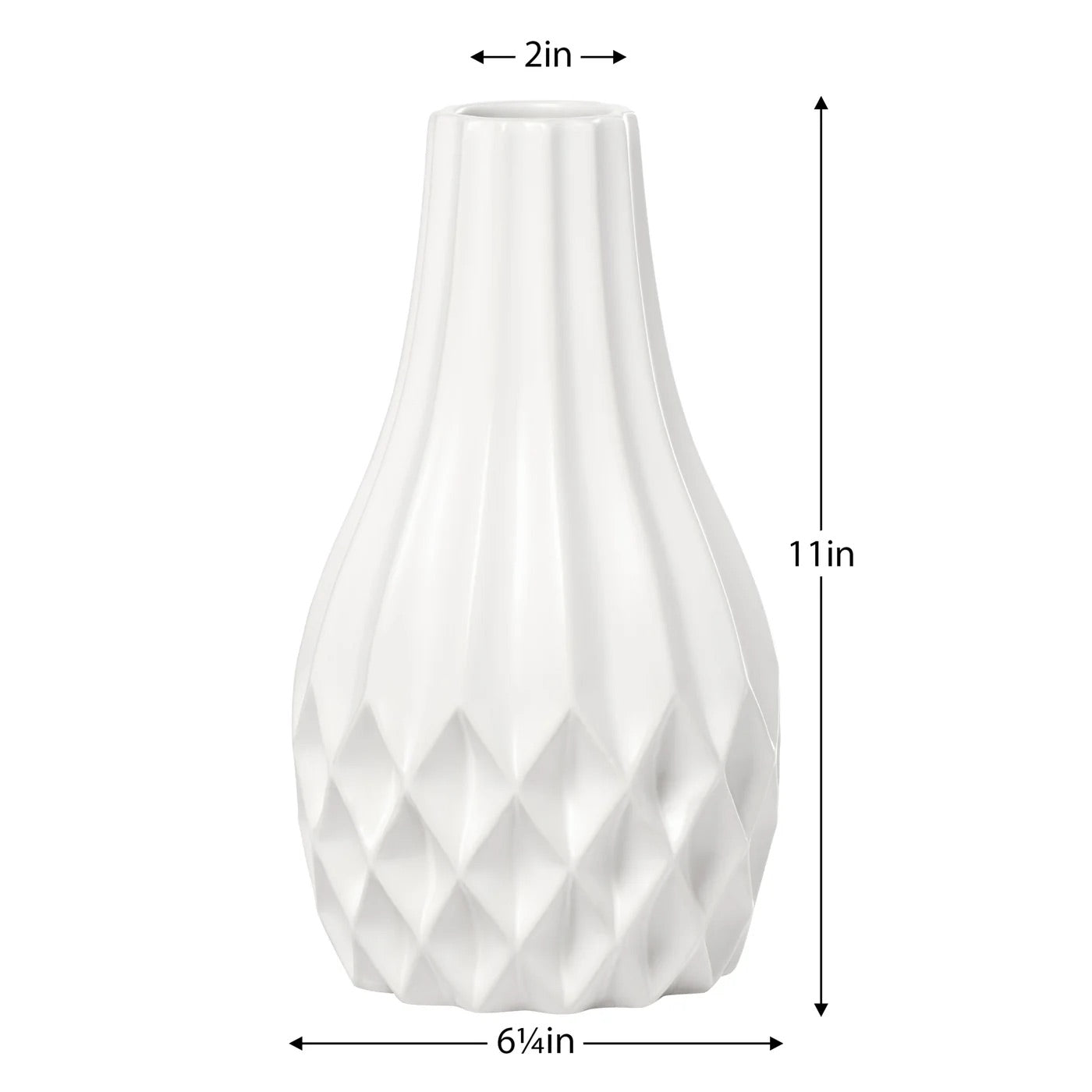 VASE, CERAMIC - BULB, WHITE