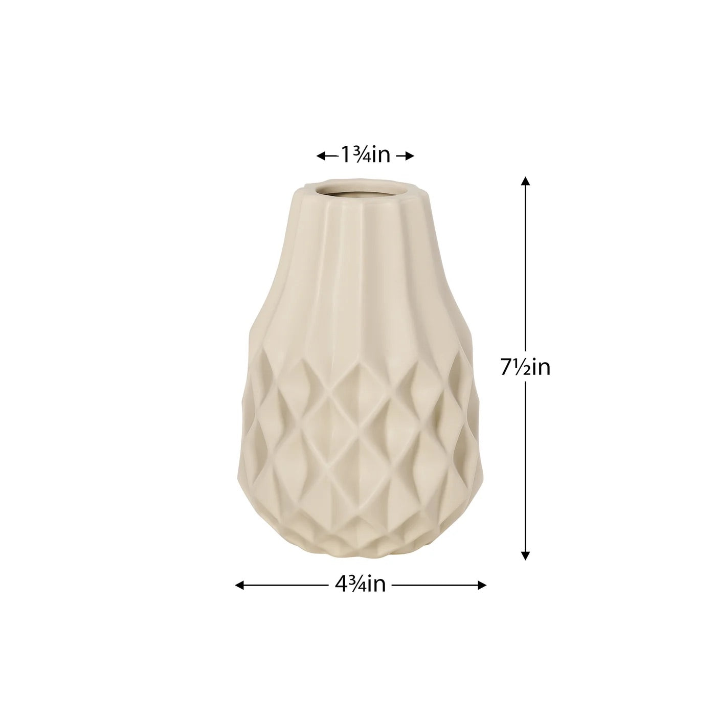 VASE, CERAMIC - BULB, BEIGE