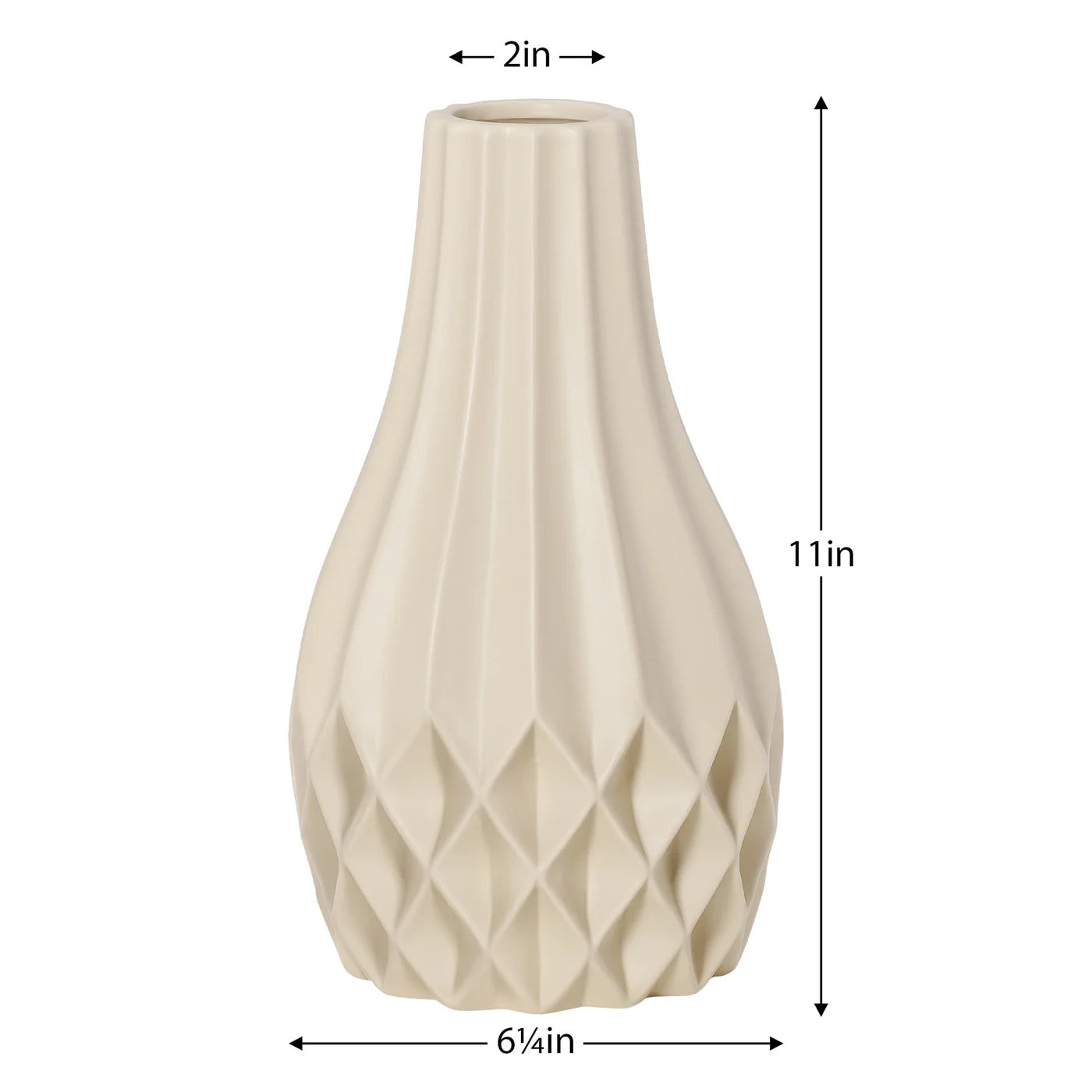 VASE, CERAMIC - BULB, BEIGE