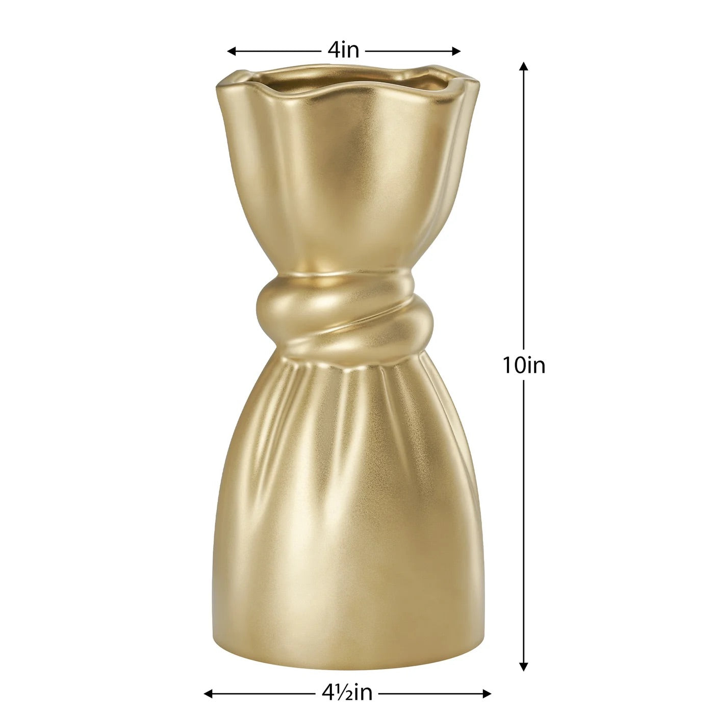 VASE, CERAMIC KNOT - MATTE GOLD