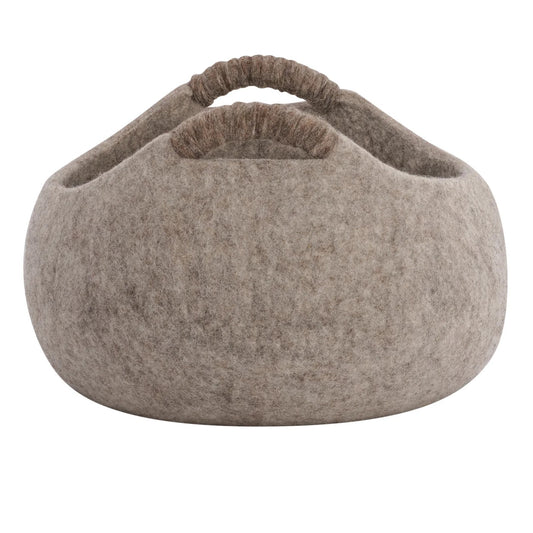 BASKET W/HANDLES, MODWOOL FELT - BROWN