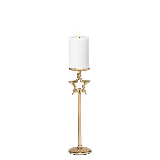 CANDLE HOLDER/PILLAR - GOLD/STAR