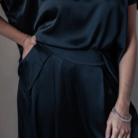 PANTS SHINE, SATIN LUXE - BLACK