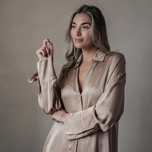 SHIRT VELONNA, SATIN LUXE - POWDER