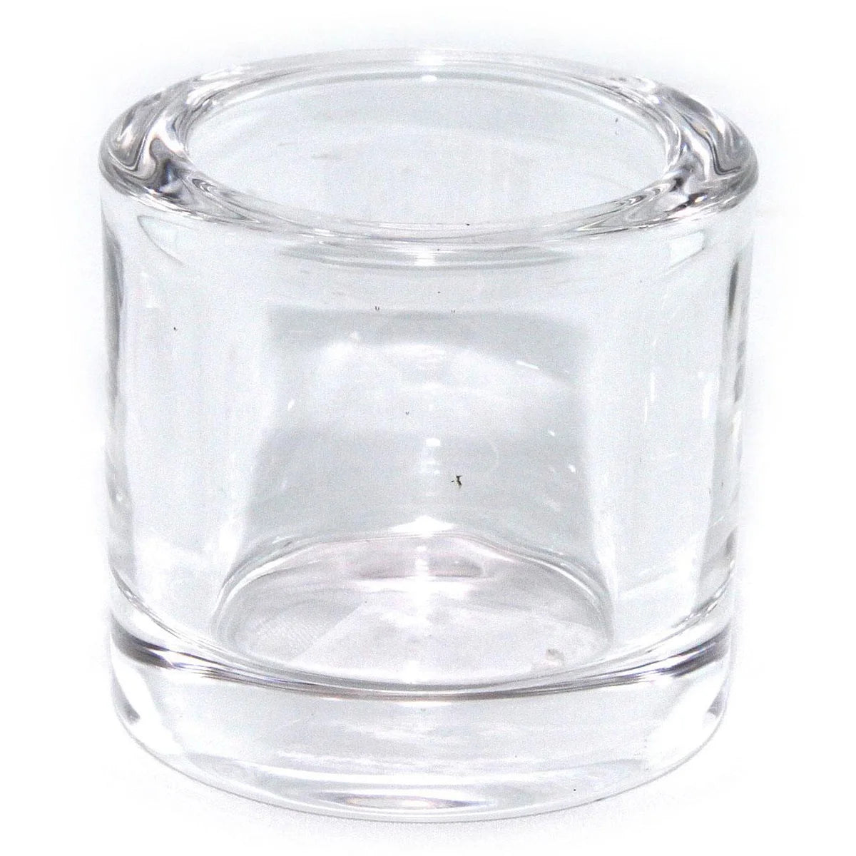 CANDLE HOLDER, HEAVY GLASS - CLEAR