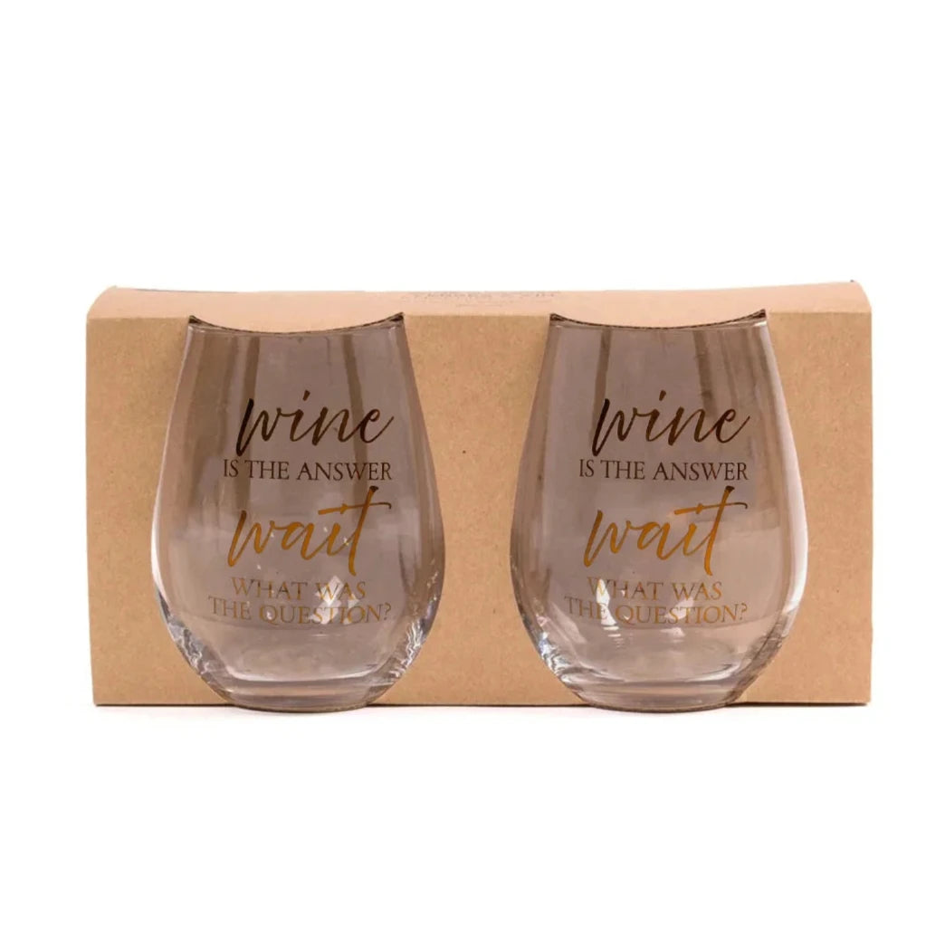 WINE GLASS, WINE IS THE ANSWER - GOLD