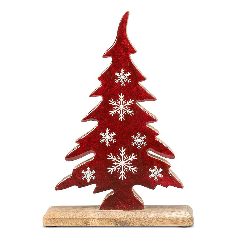 CHRISTMAS TREE - W/SNOWFLAKES, RED