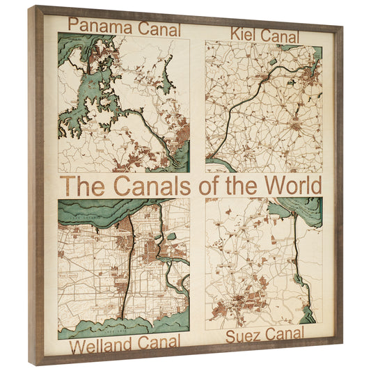 MAP, FRAMED - FOUR CANALS OF THE WORLD (L)