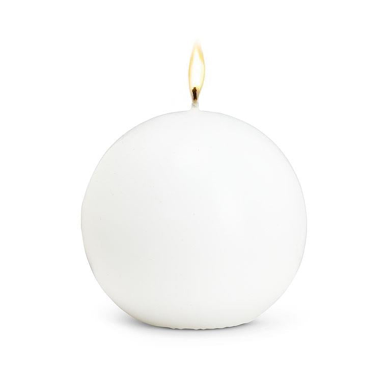CANDLE, BALL - WHITE