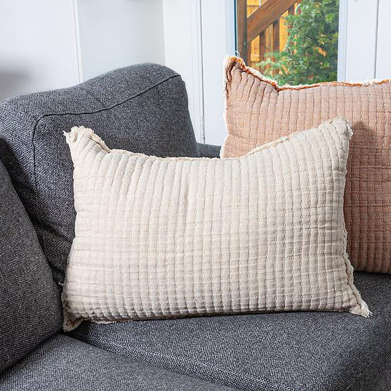 PILLOW, OVERSTITCH - BEIGE