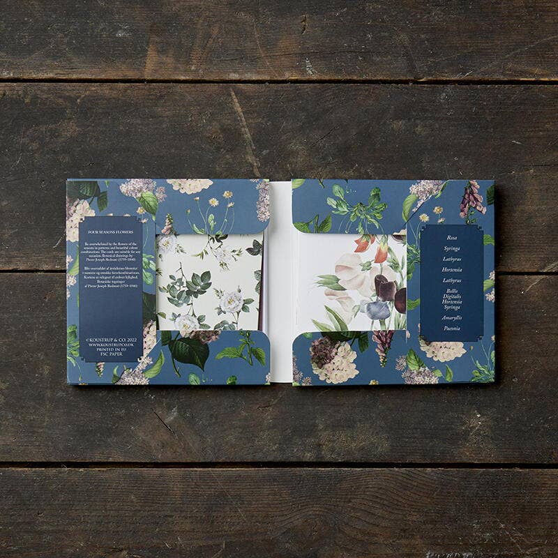 CARDS, FOUR SEASONS FLOWERS - FOLDER OF 8