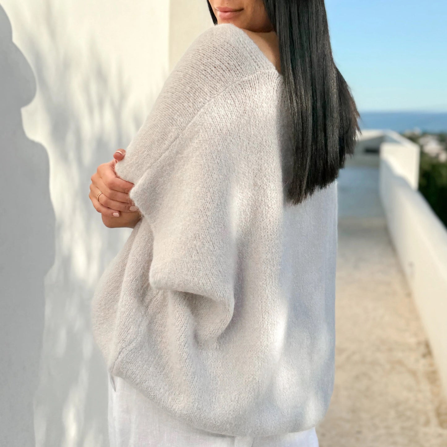 VEST ALBA, KNITTED - PEARL GREY