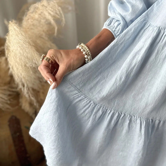 DRESS LINEN, BELLE - LIGHT BLUE