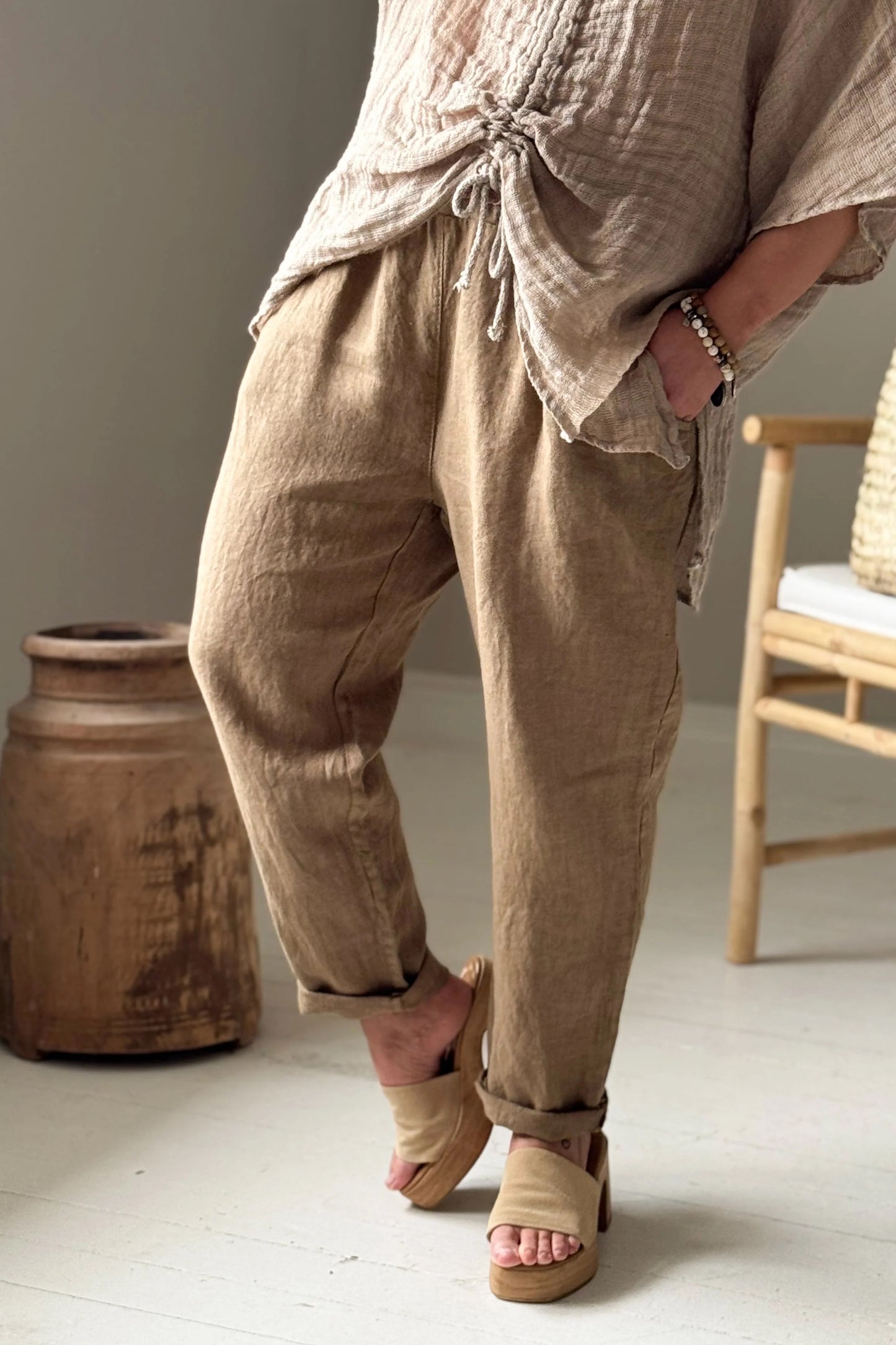 JOGGERS, LINEN - SAVANNA