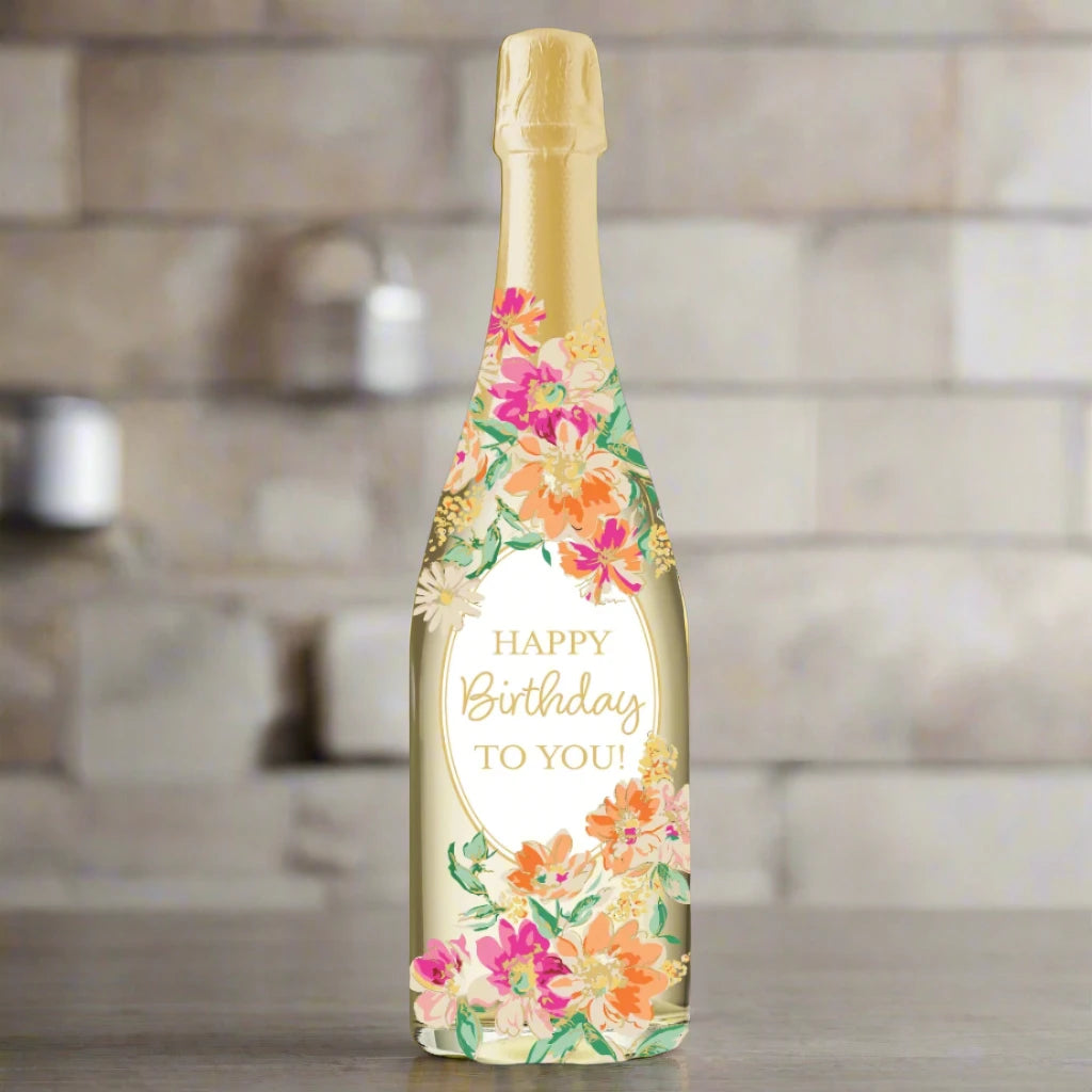 CHAMPAGNE CARD - BIRTHDAY, FLORAL