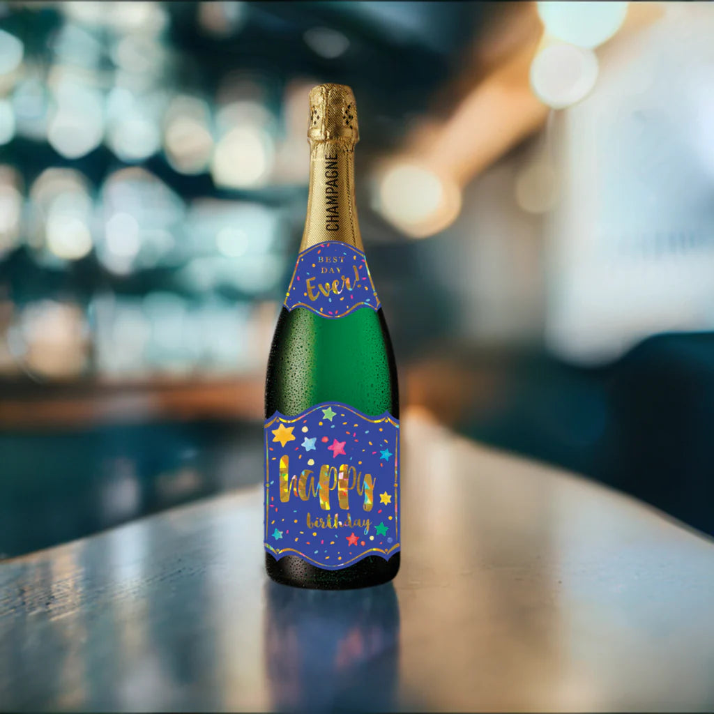 CHAMPAGNE CARD - BIRTHDAY, STARS