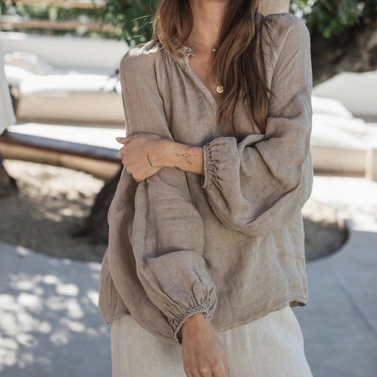 SHIRT LINEN, CHESSIE - CASHMERE