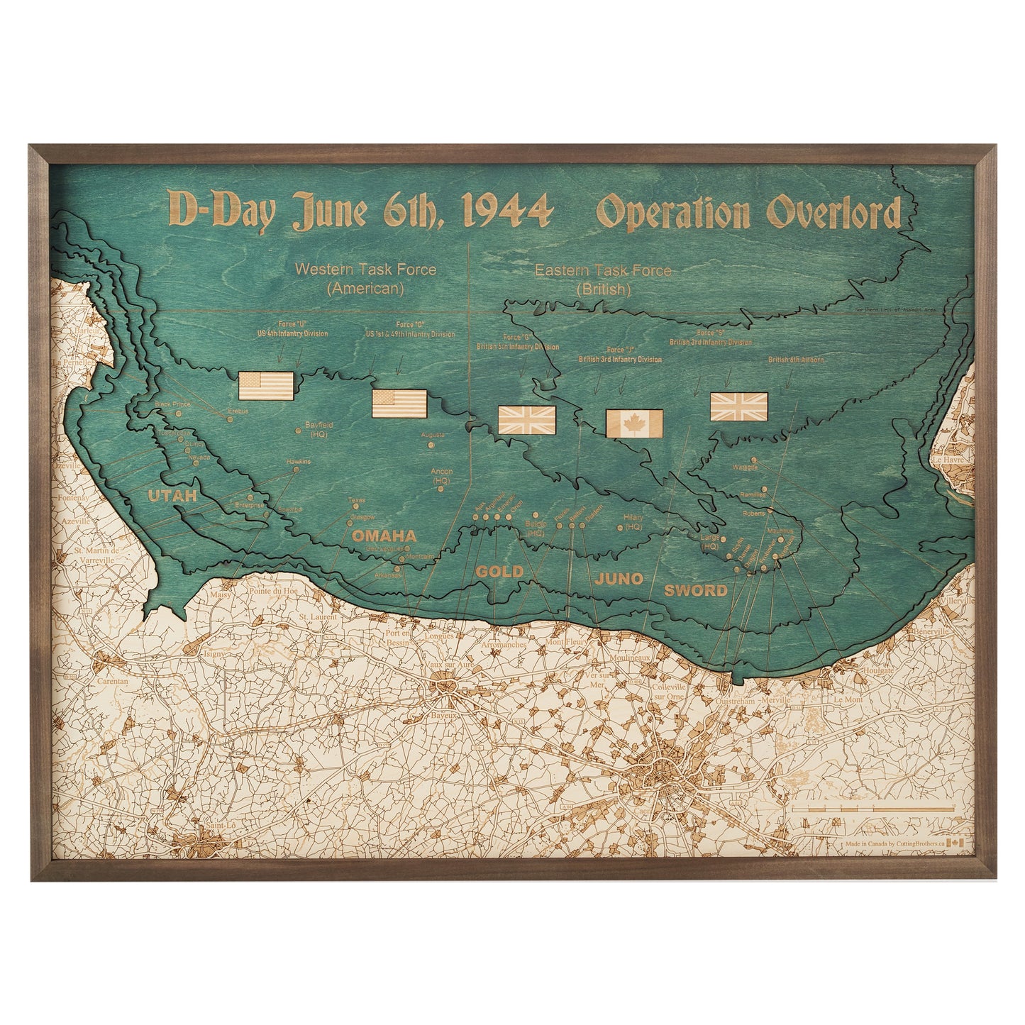 MAP, FRAMED - D-DAY BEACHES (L)
