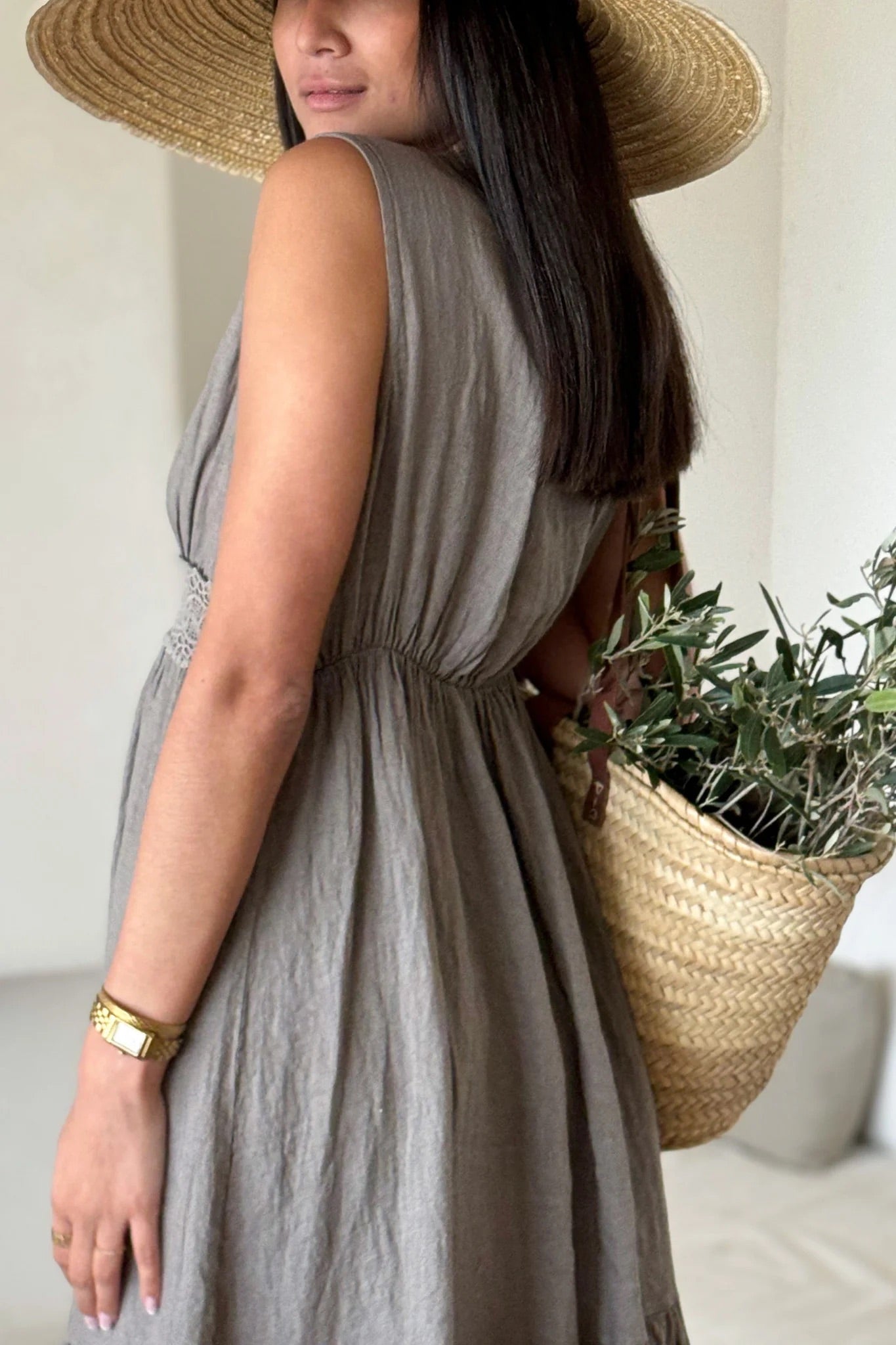 DRESS LINEN, DANIELLE - TAUPE