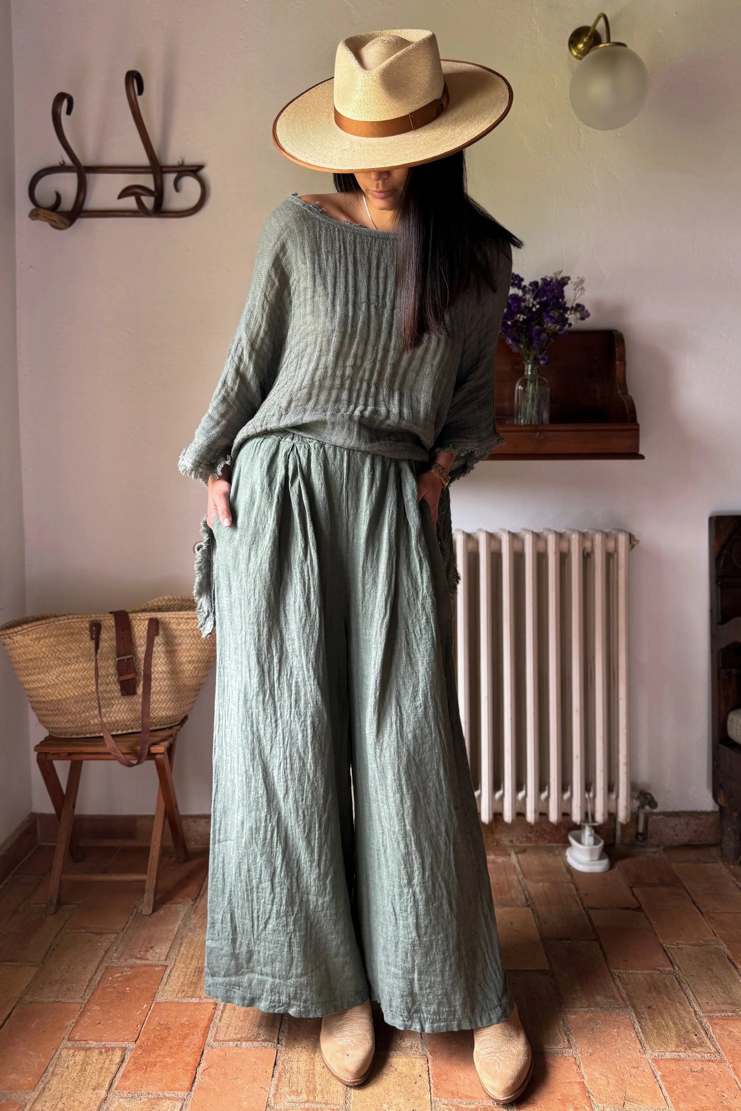 TROUSERS LINEN, FARO - CAMO