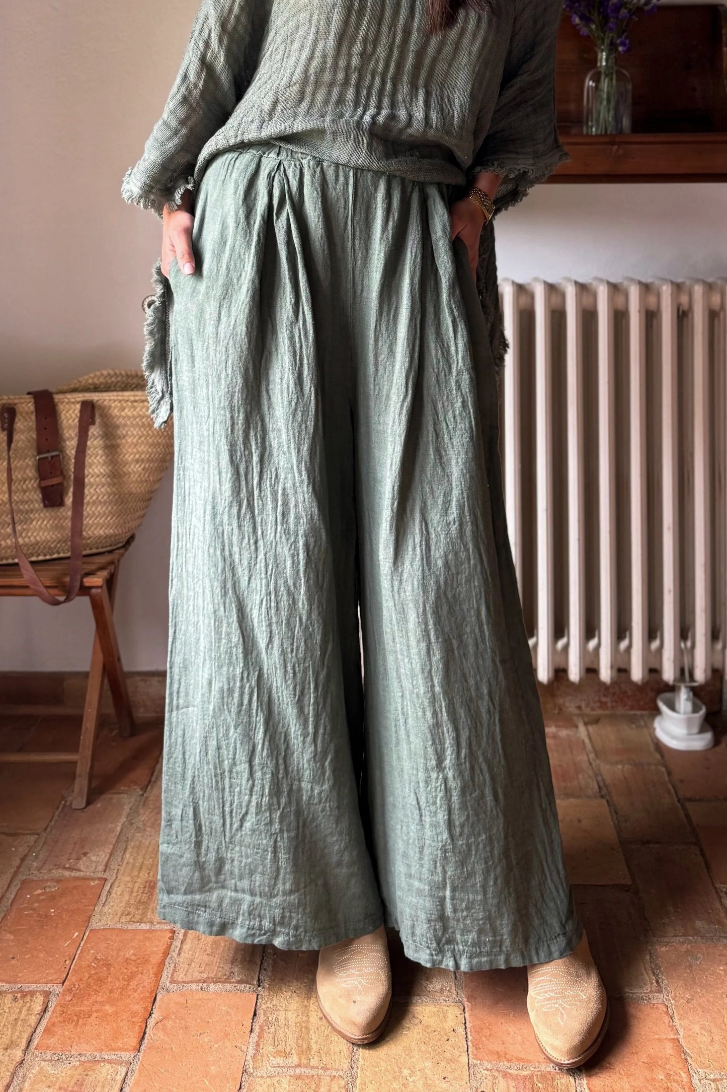 TROUSERS LINEN, FARO - CAMO