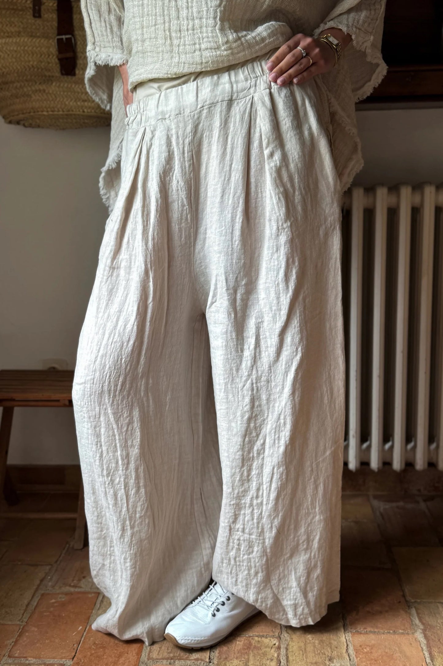 TROUSERS LINEN, FARO - SAND