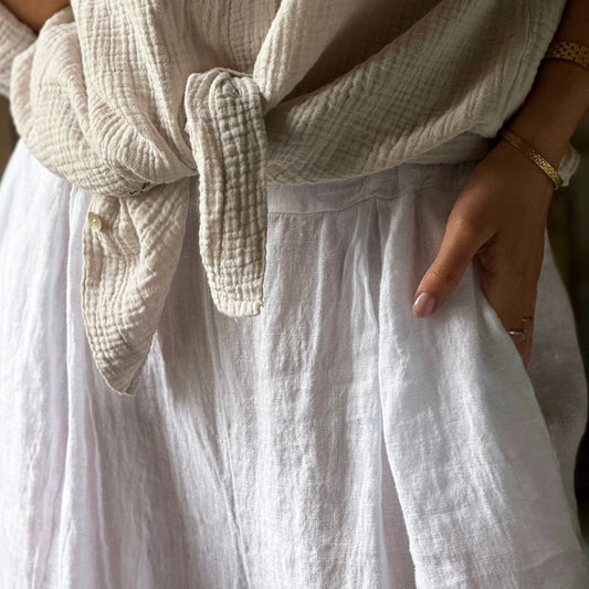 TROUSERS LINEN, FARO - WHITE