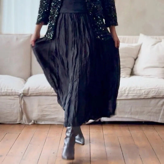 SKIRT GLAM, MAXI - BLACK