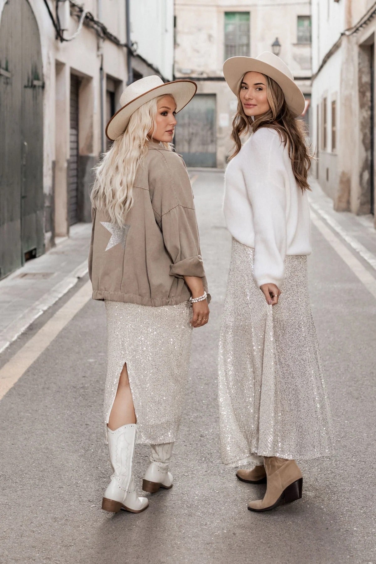 GLOW SEQUIN SKIRT - IVORY