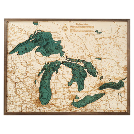 MAP, FRAMED - GREAT LAKES