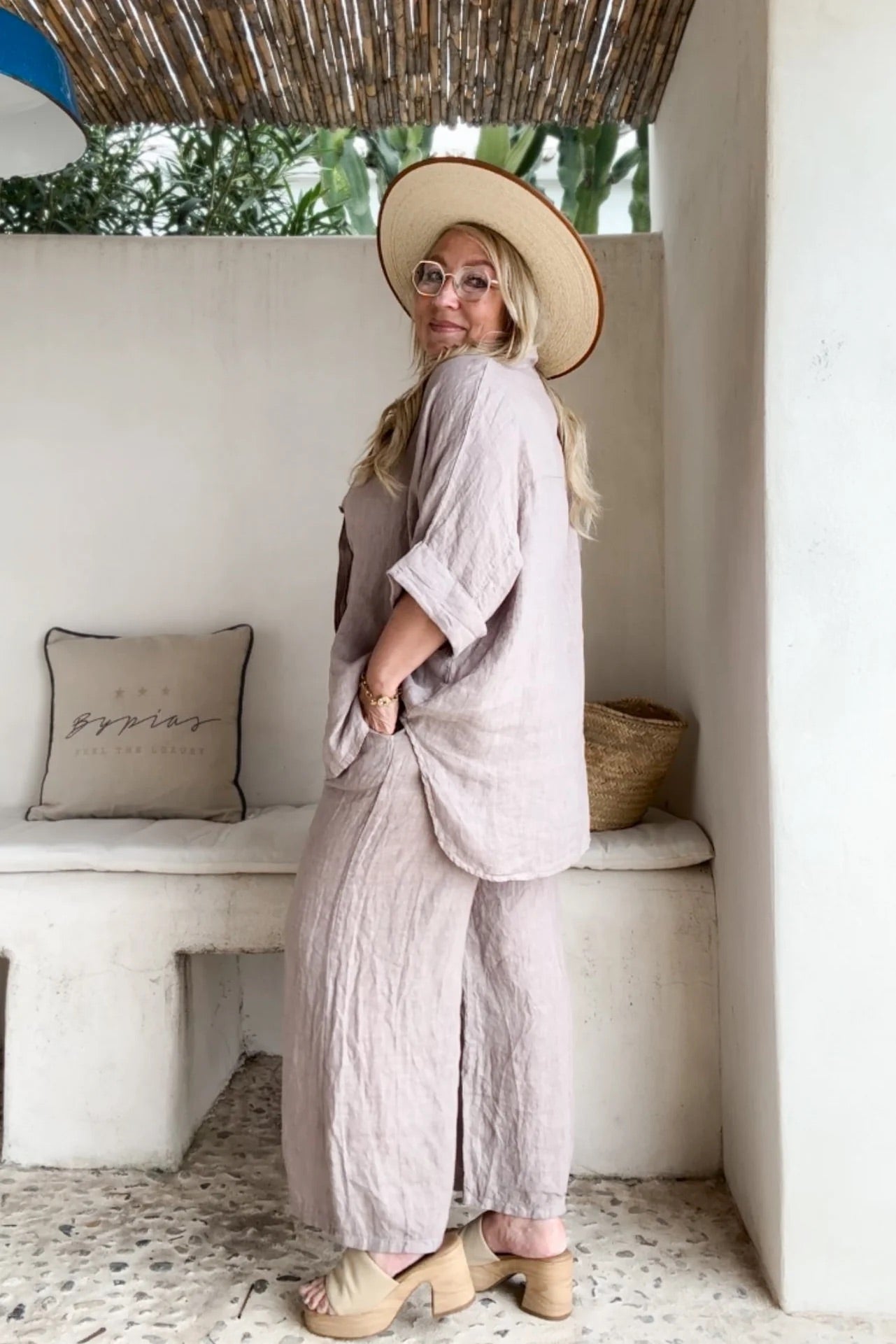 TROUSERS LINEN, HAVANA - SILVERPINK