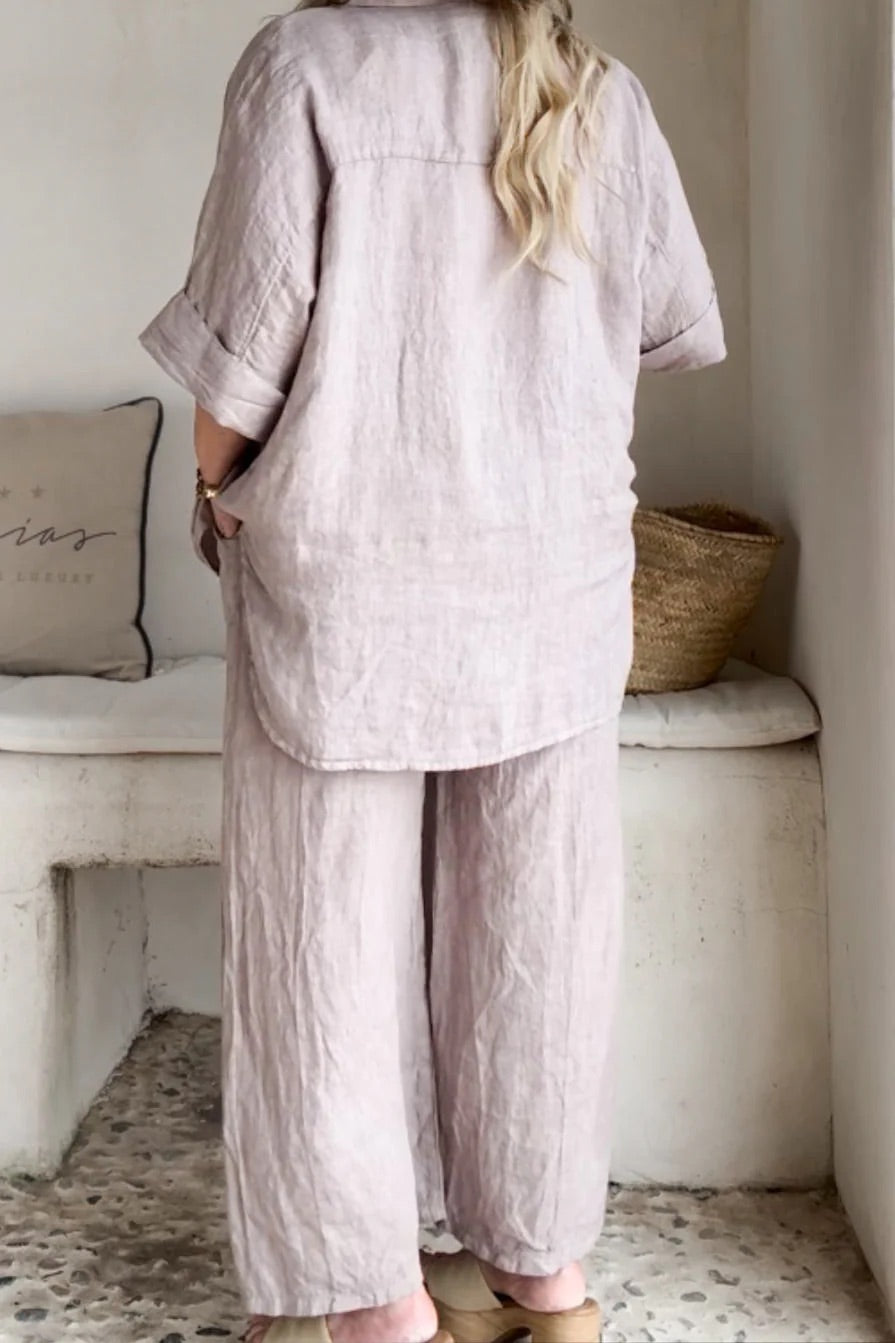 TROUSERS LINEN, HAVANA - SILVERPINK