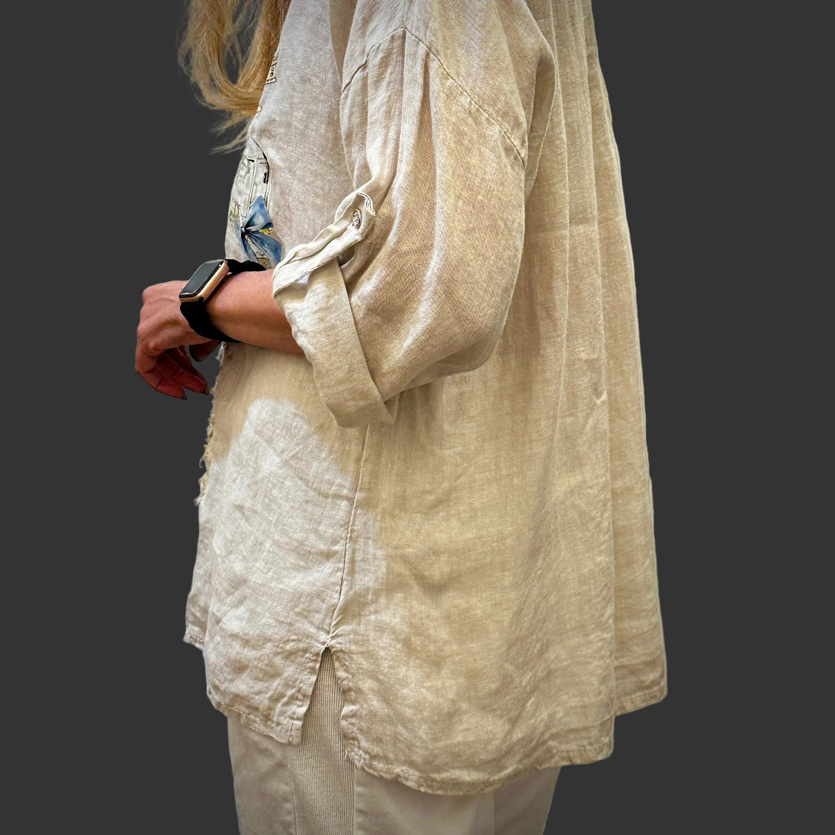 TOP, LINEN - BEIGE