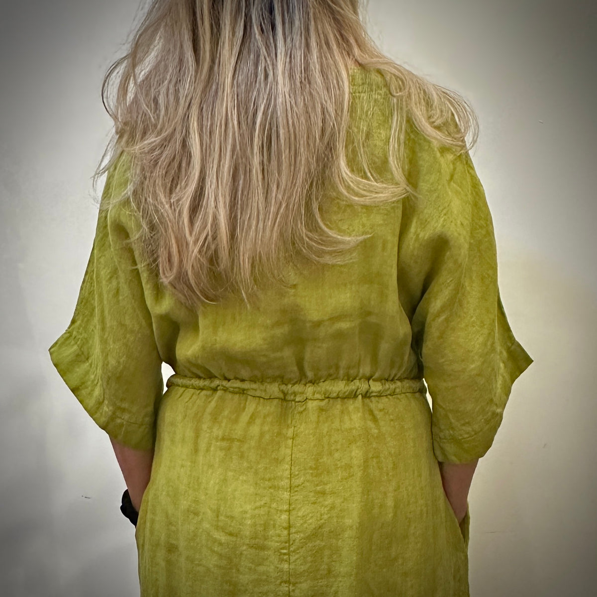 DRESS, LINEN - PISTACHIO
