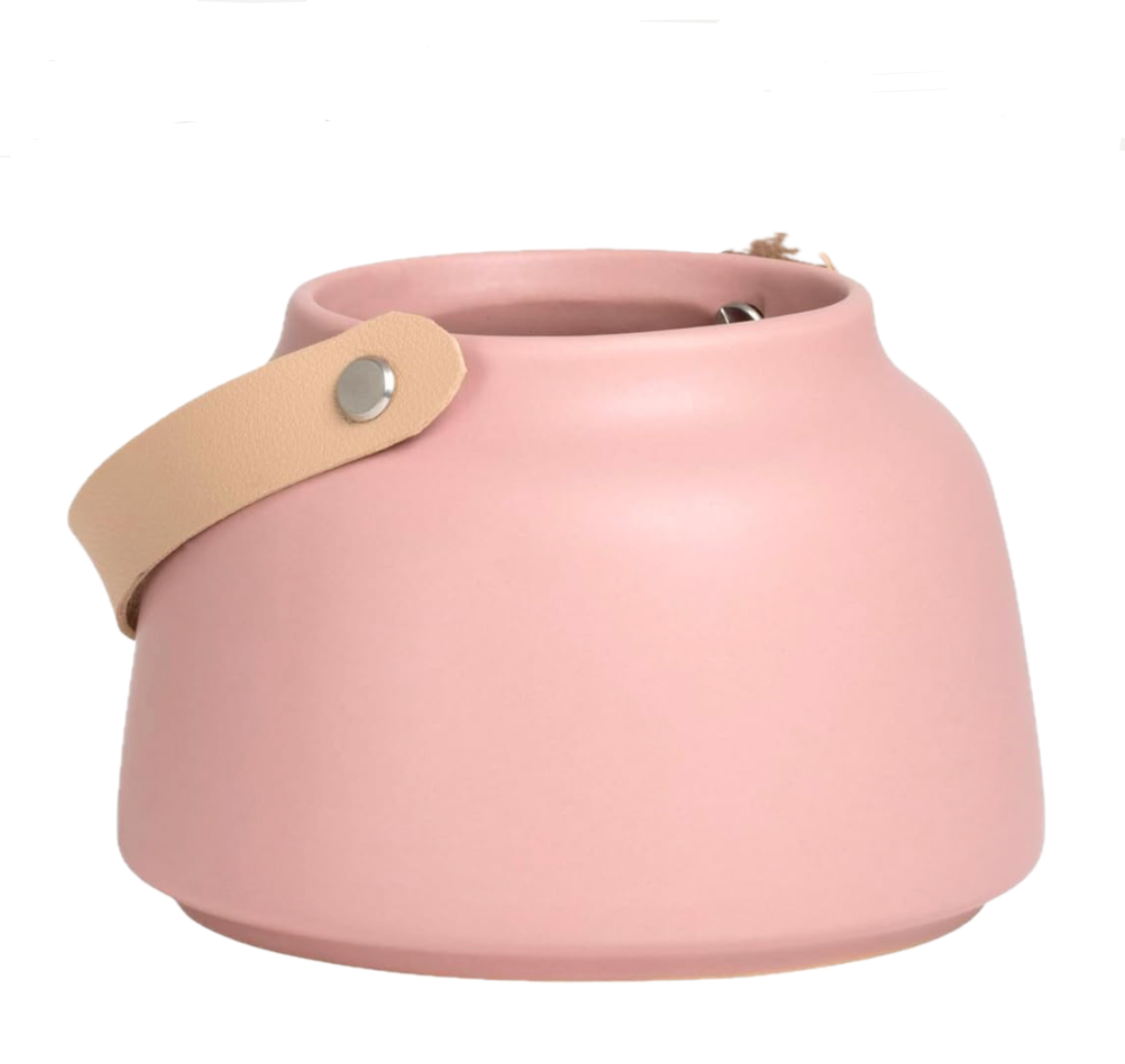 VASE W/HANDLE - CERAMIC, MATTE PINK