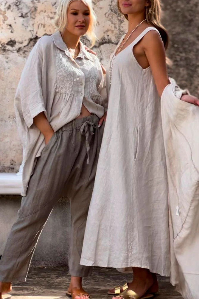 LINEN DRESS, MADDALENA - SAND