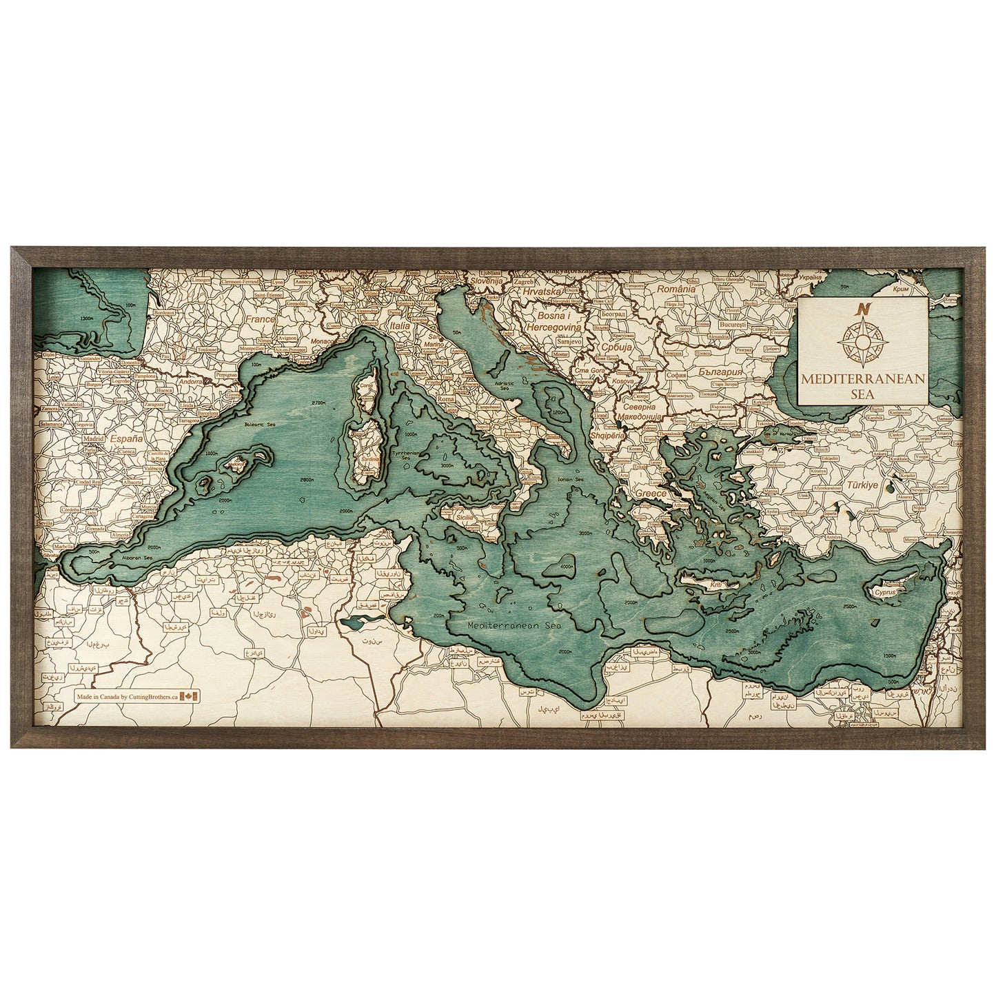 MAP, FRAMED - MEDITERRANEAN (L)